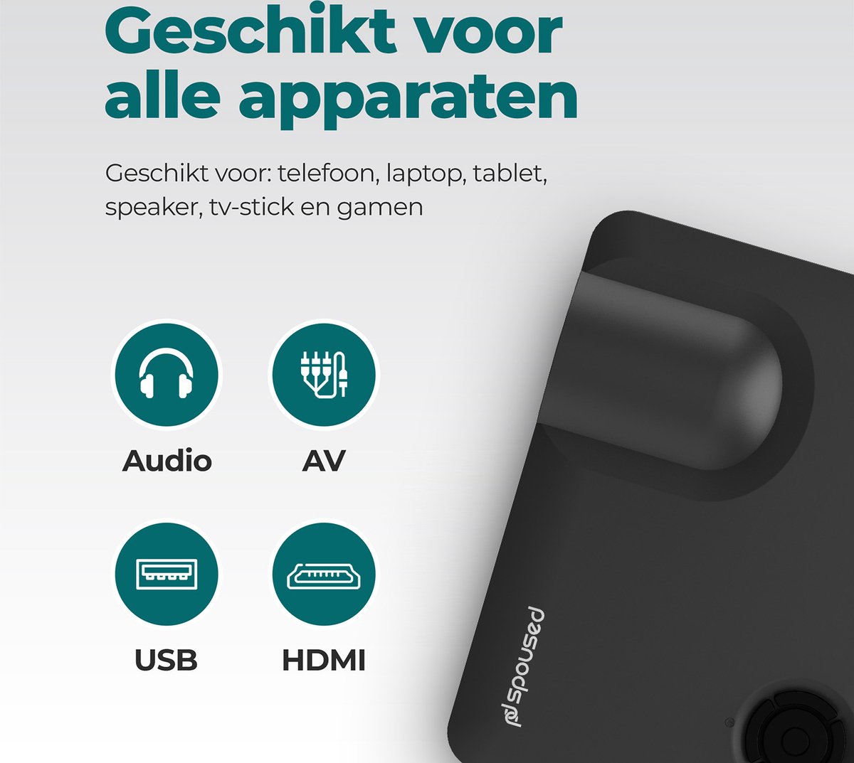 Spoused Mini Beamer Full-HD Zwart