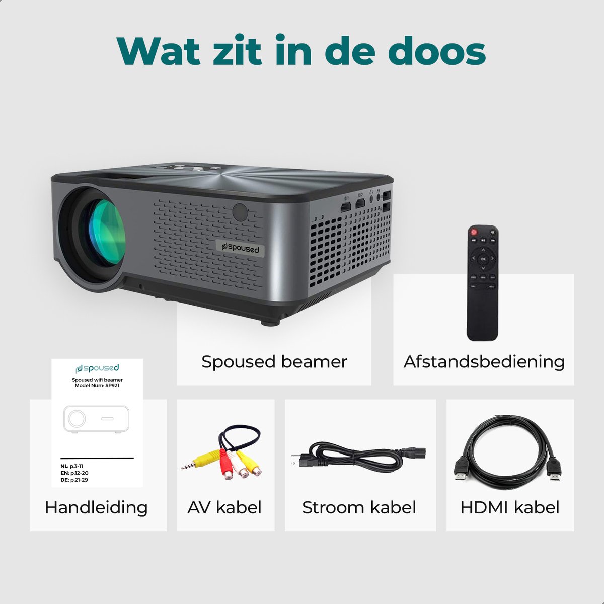 Spoused Mini Beamer Full-HD Zwart