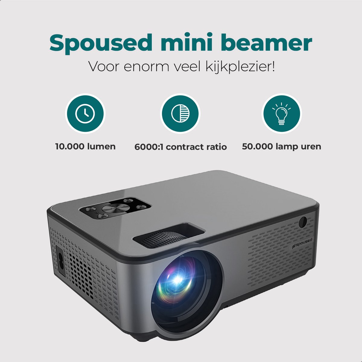 Spoused Mini Beamer Full-HD Zwart