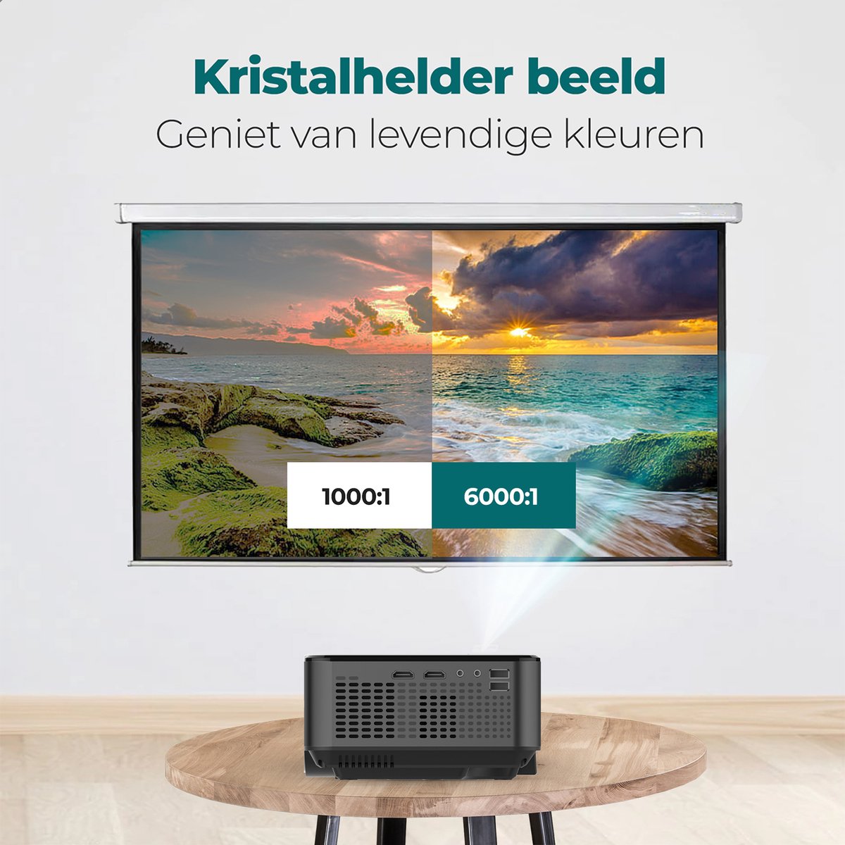 Spoused Mini Beamer Full-HD Zwart