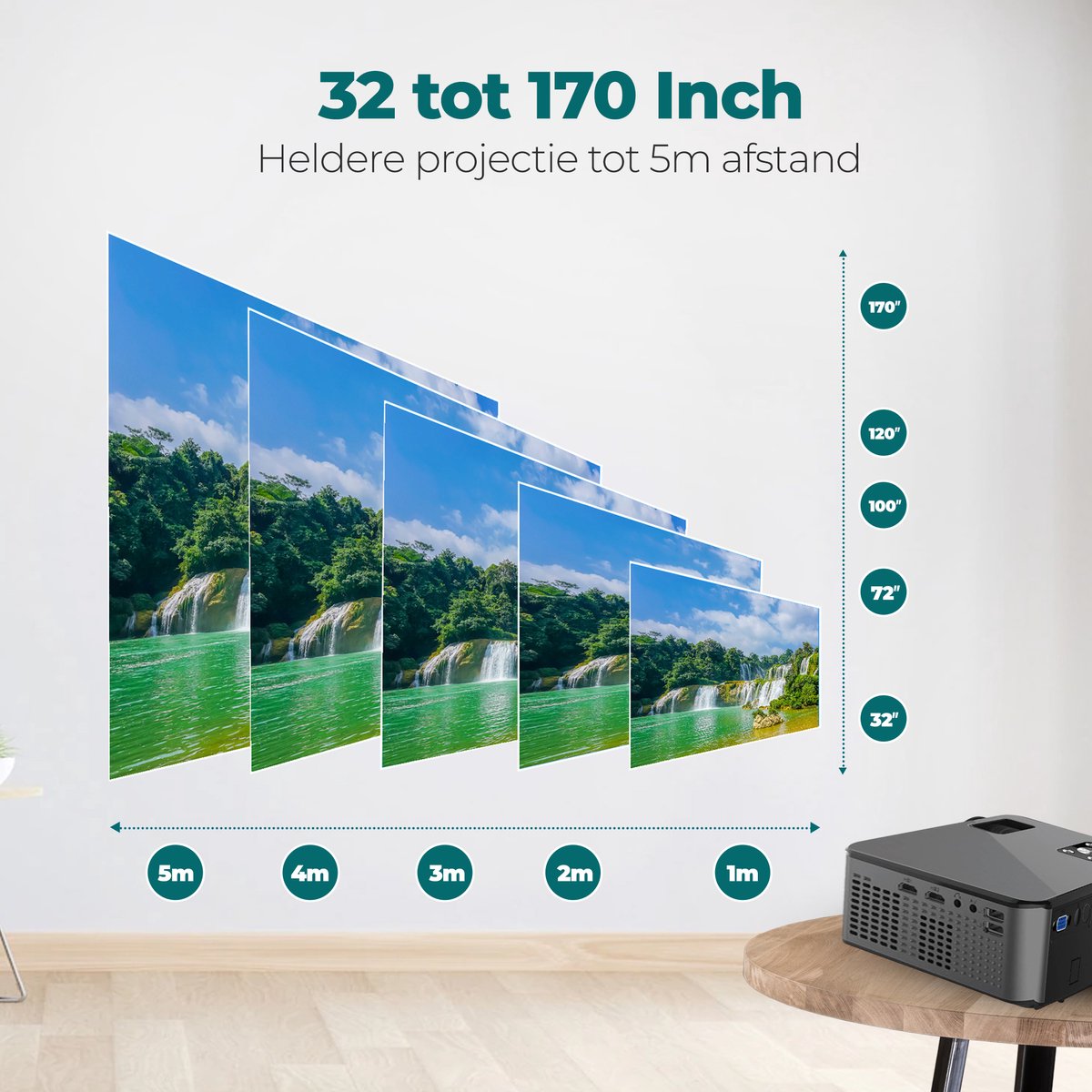 Spoused Mini Beamer Full-HD Zwart