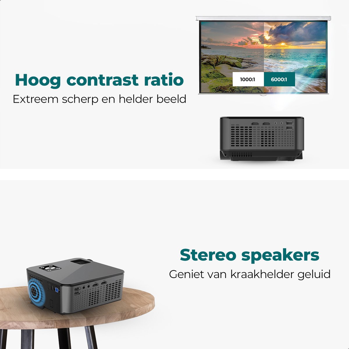 Spoused Mini Beamer Full-HD Zwart