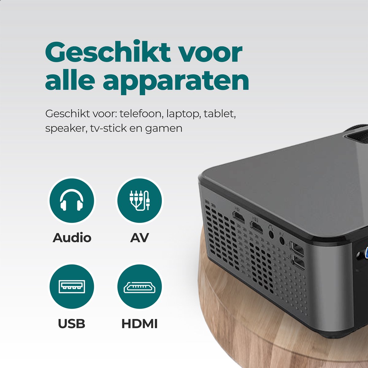 Spoused Mini Beamer Full-HD Zwart