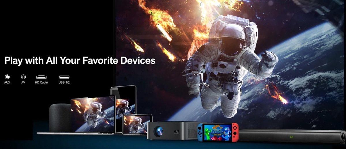 Stemily Beamer 1080P Full HD WiFi Bluetooth HDMI