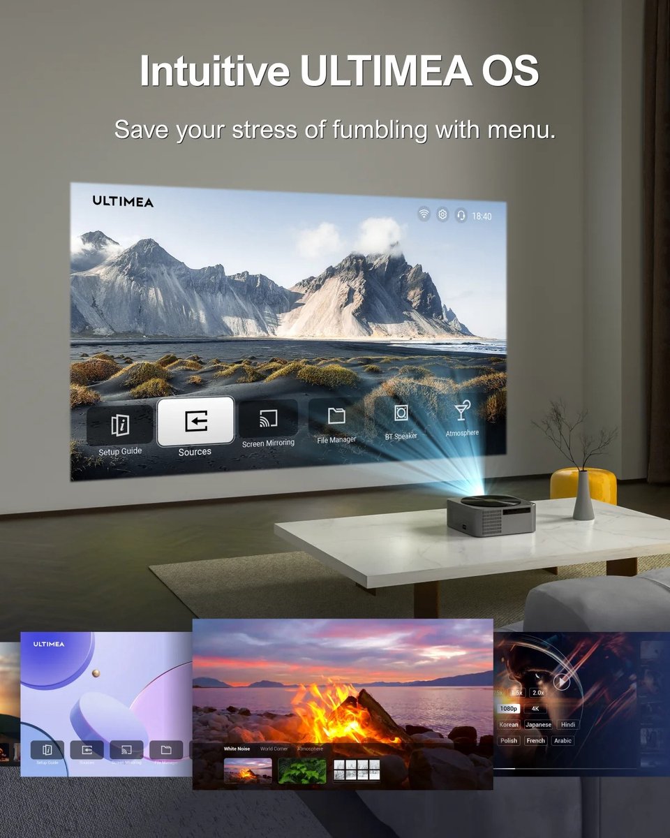 Stemily Beamer 1080P Full HD WiFi Bluetooth HDMI