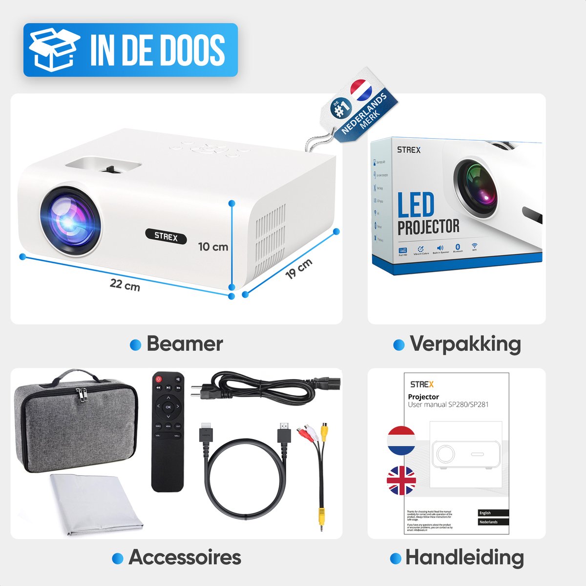 Strex Beamer 1080P Full HD Mini Projector