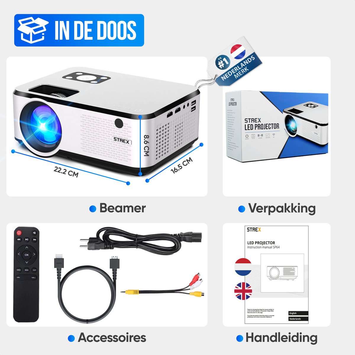 Strex Beamer Mini Projector Full HD 1920x1080P