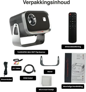 TAURUSPRO Mini Beamer Full HD 1080p Android 11.0 Draagbare Projector
