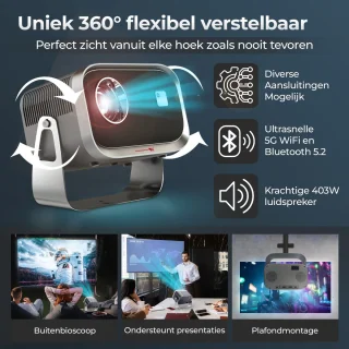 TAURUSPRO Mini Beamer Full HD 1080p Android 11.0 Draagbare Projector