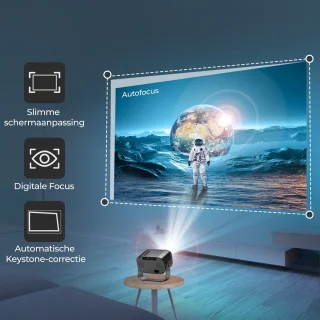 TAURUSPRO Mini Beamer Full HD 1080p Android 11.0 Draagbare Projector