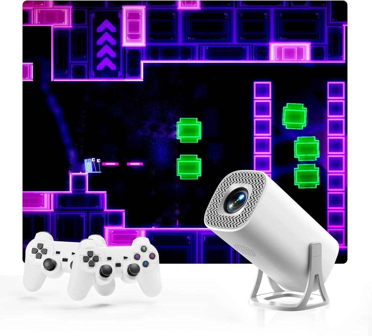 Tf Kaart 4K Mini Projector Bluetooth Wifi 6 Wit Android 11 64GB