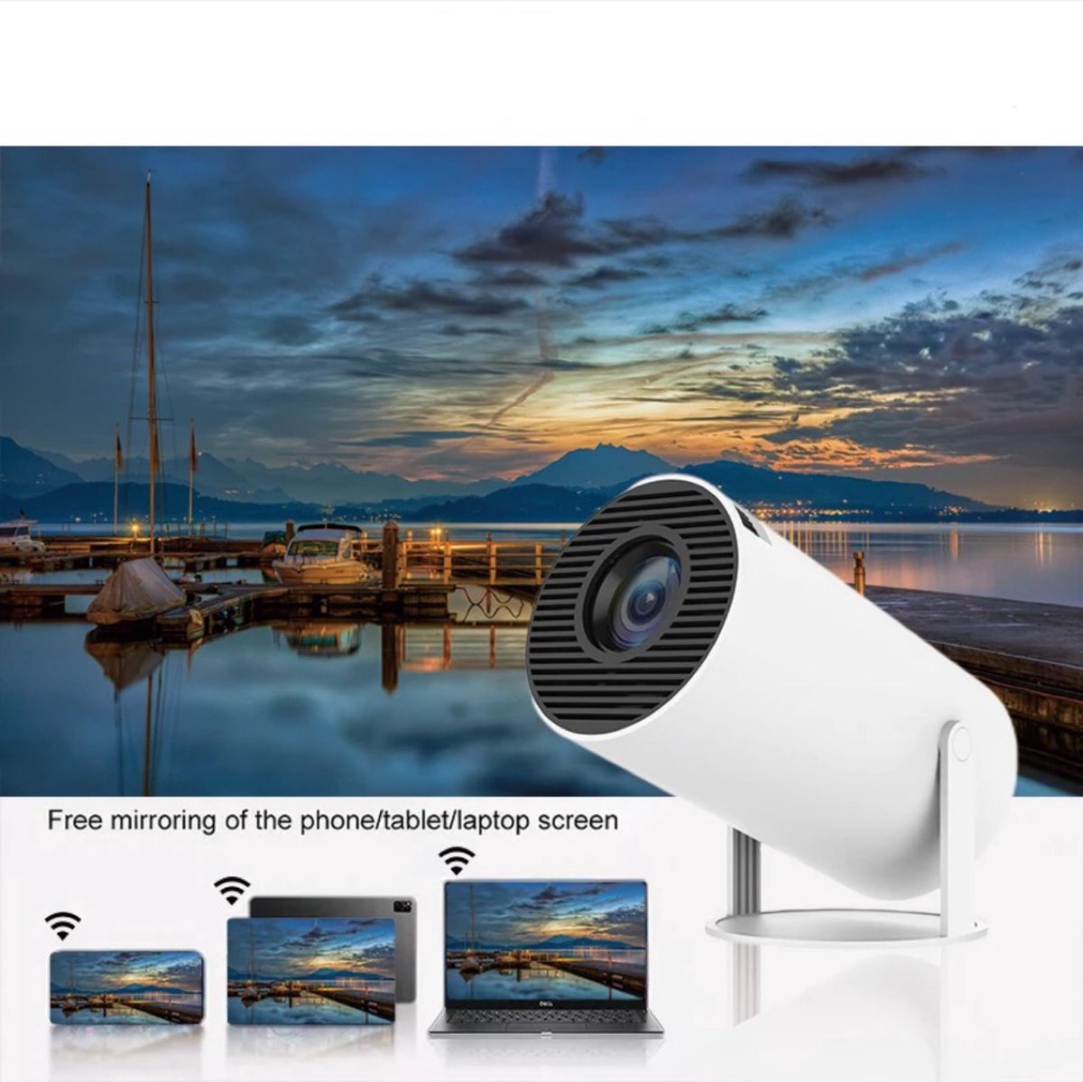 Ultieme WiFi 6 Mini Beamer 200 ANSI Lumen Android Home Cinema