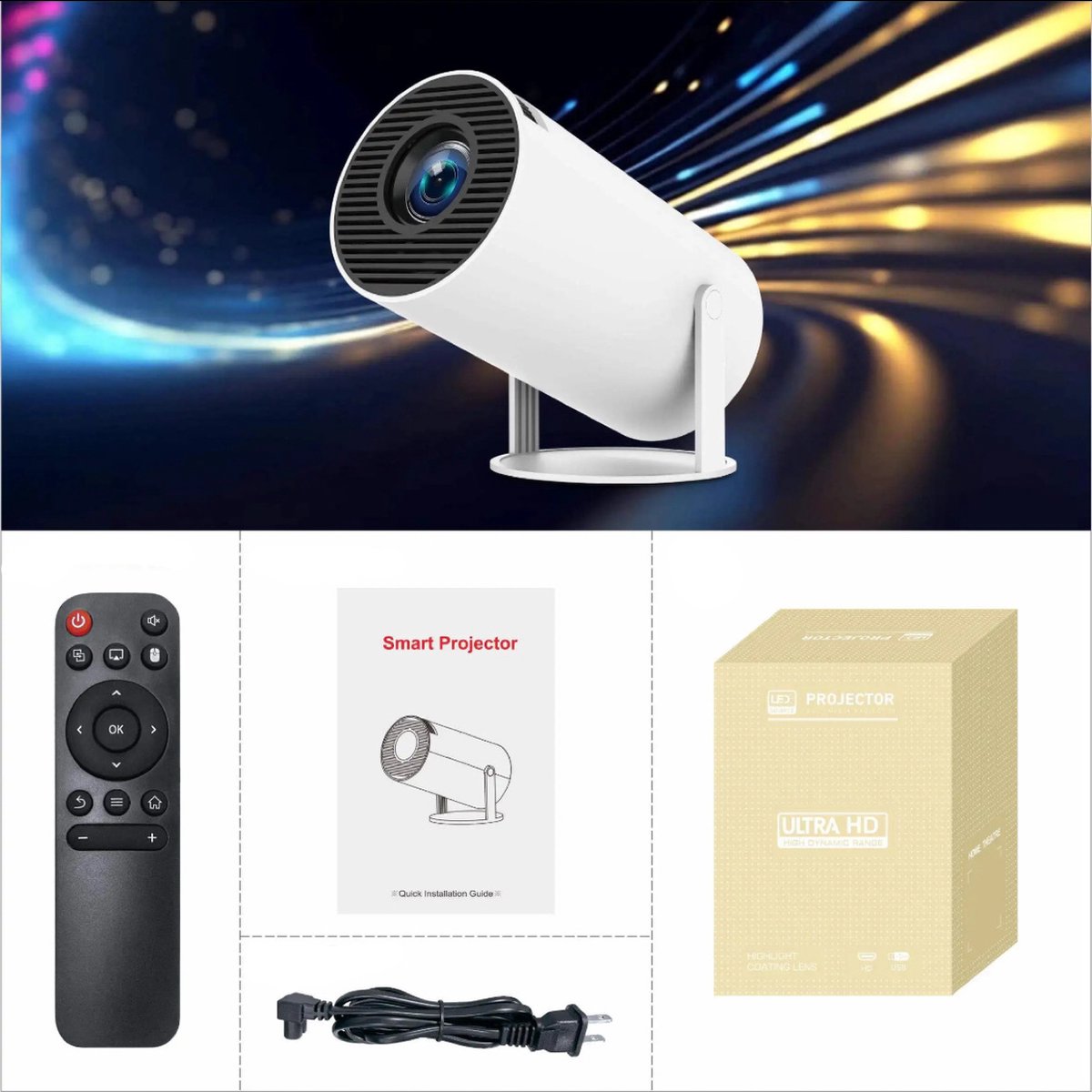 Ultieme WiFi 6 Mini Beamer 200 ANSI Lumen Android Home Cinema