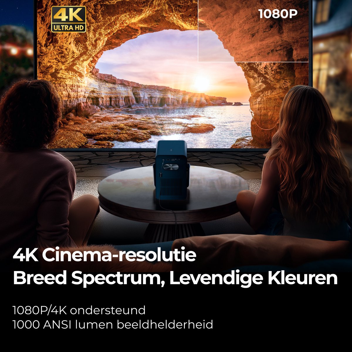 Wat vinden we goed aan de ULTIMEA Beamer Android TV 11.0 1080P Full HD Draagbare Projector Blauw