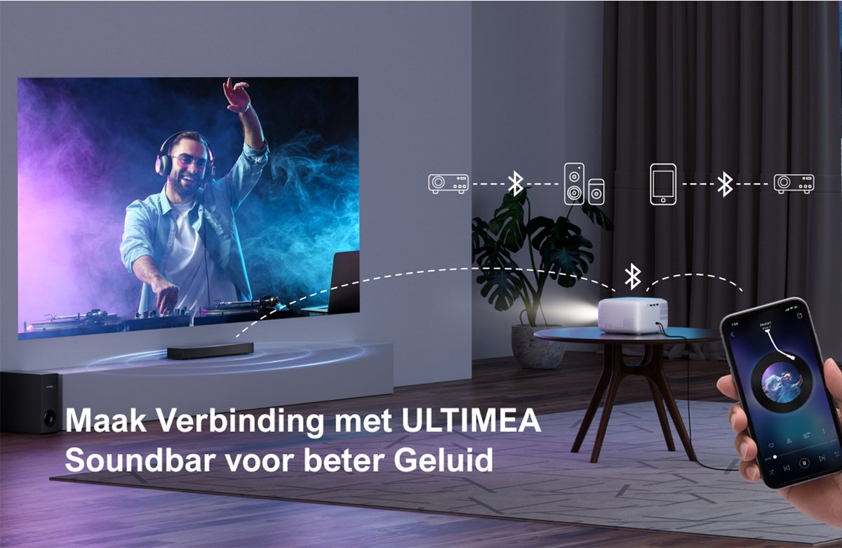 ULTIMEA Mini Beamer Full HD 1080P Wit