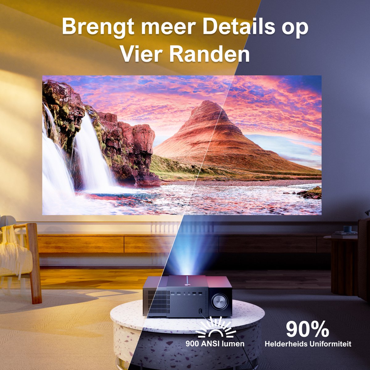 ULTIMEA Native 1080P 4K Beamer Zwart