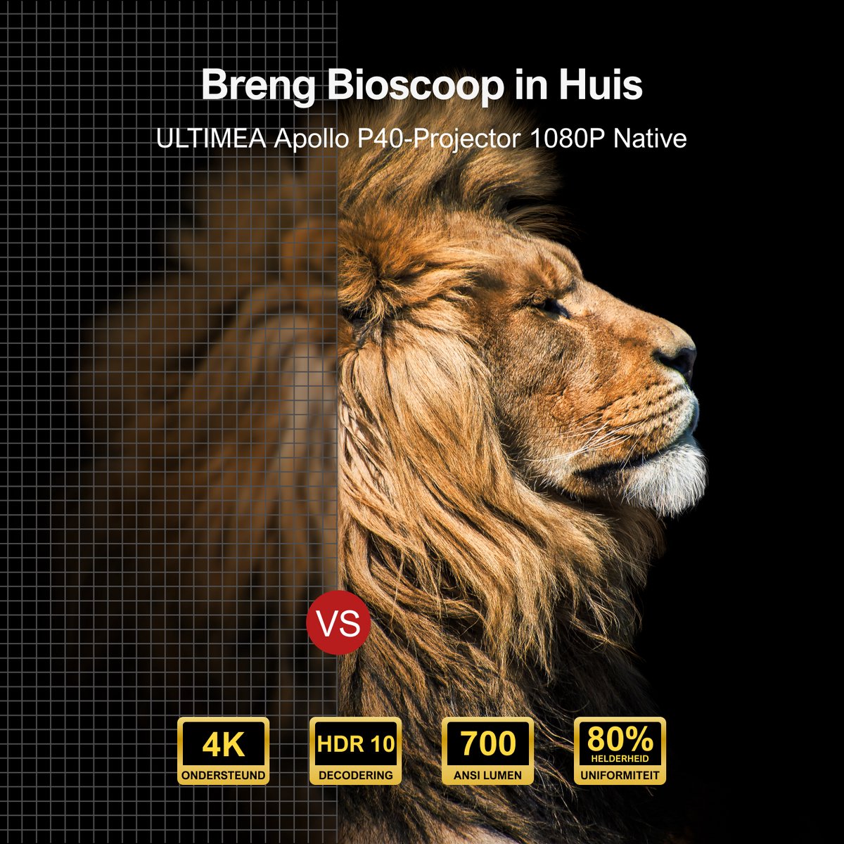 ULTIMEA Native 1080P 4K Thuisbioscoop Beamer Zwart