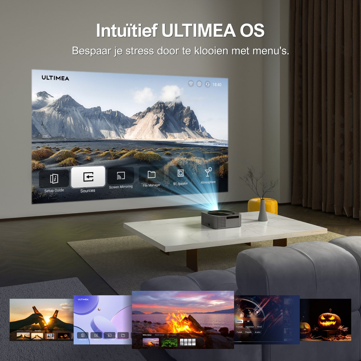 ULTIMEA Native 1080P Beamer Zwart