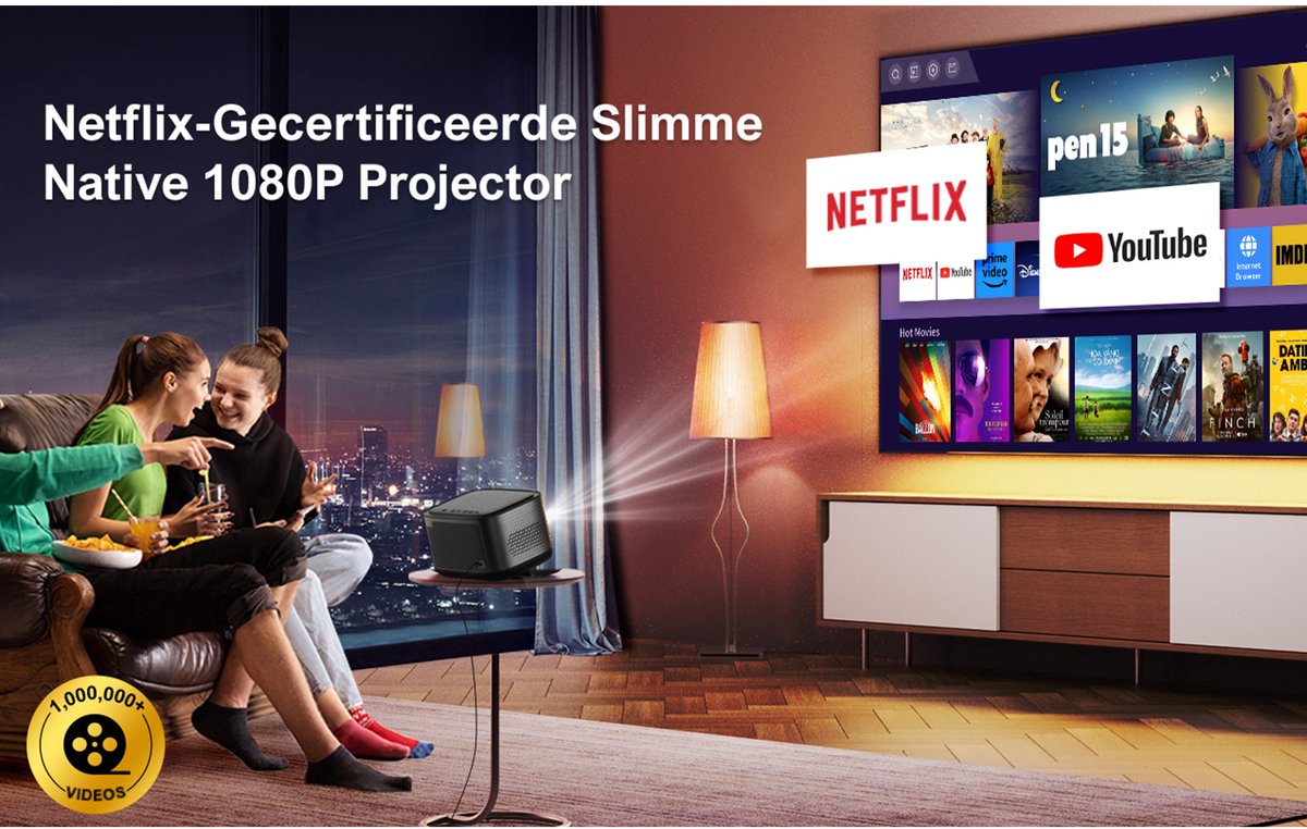 ULTIMEA Smart Beamer Full HD 1080P 4K Zwart