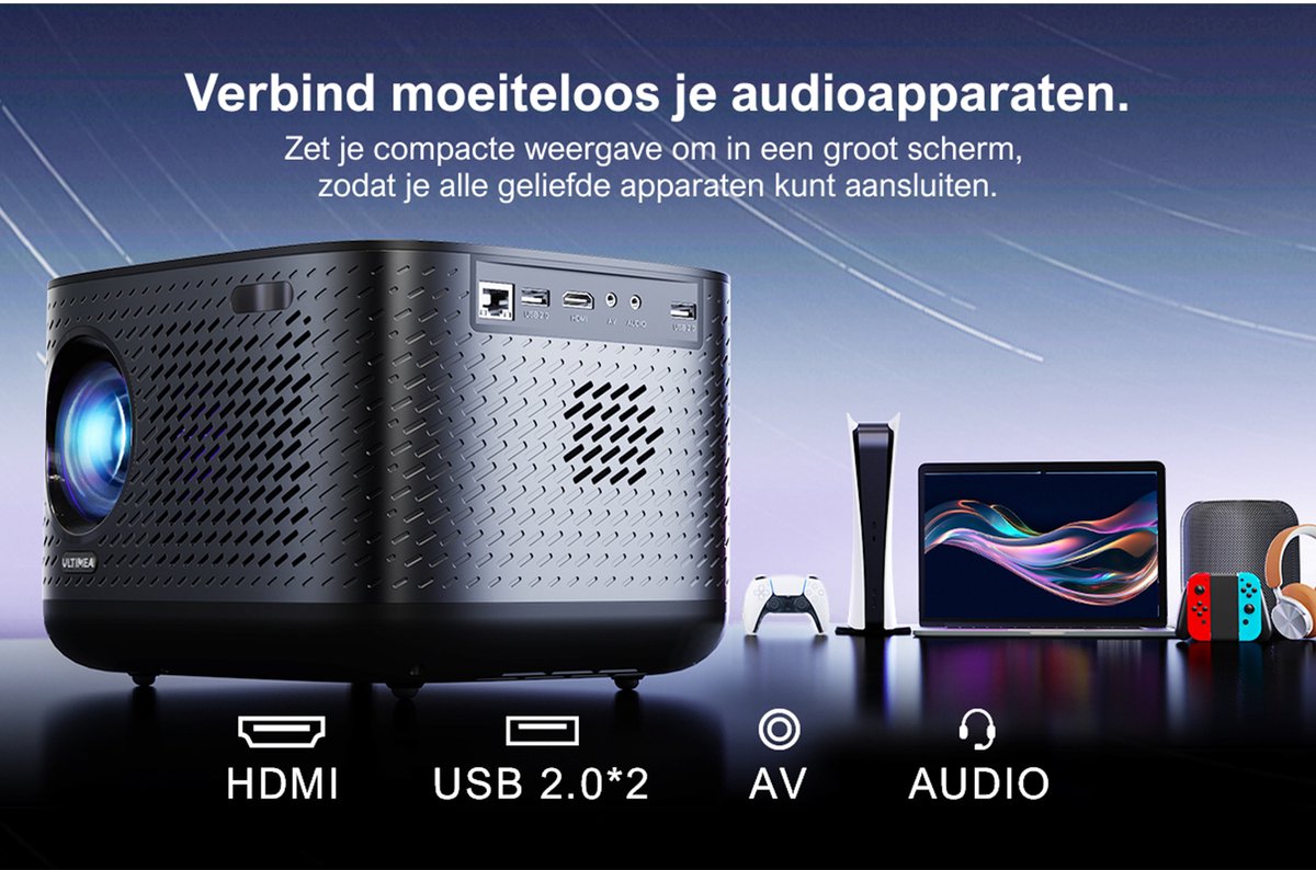 ULTIMEA Smart Beamer Full HD 1080P 4K Zwart
