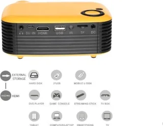 Upgrade Mini Beamer Oranje - Draagbare Pocket Projector