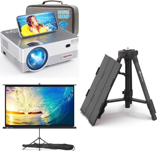 UpLiving® LCD Mini Beamer Full HD met Beamertafel en Tripodprojectiescherm