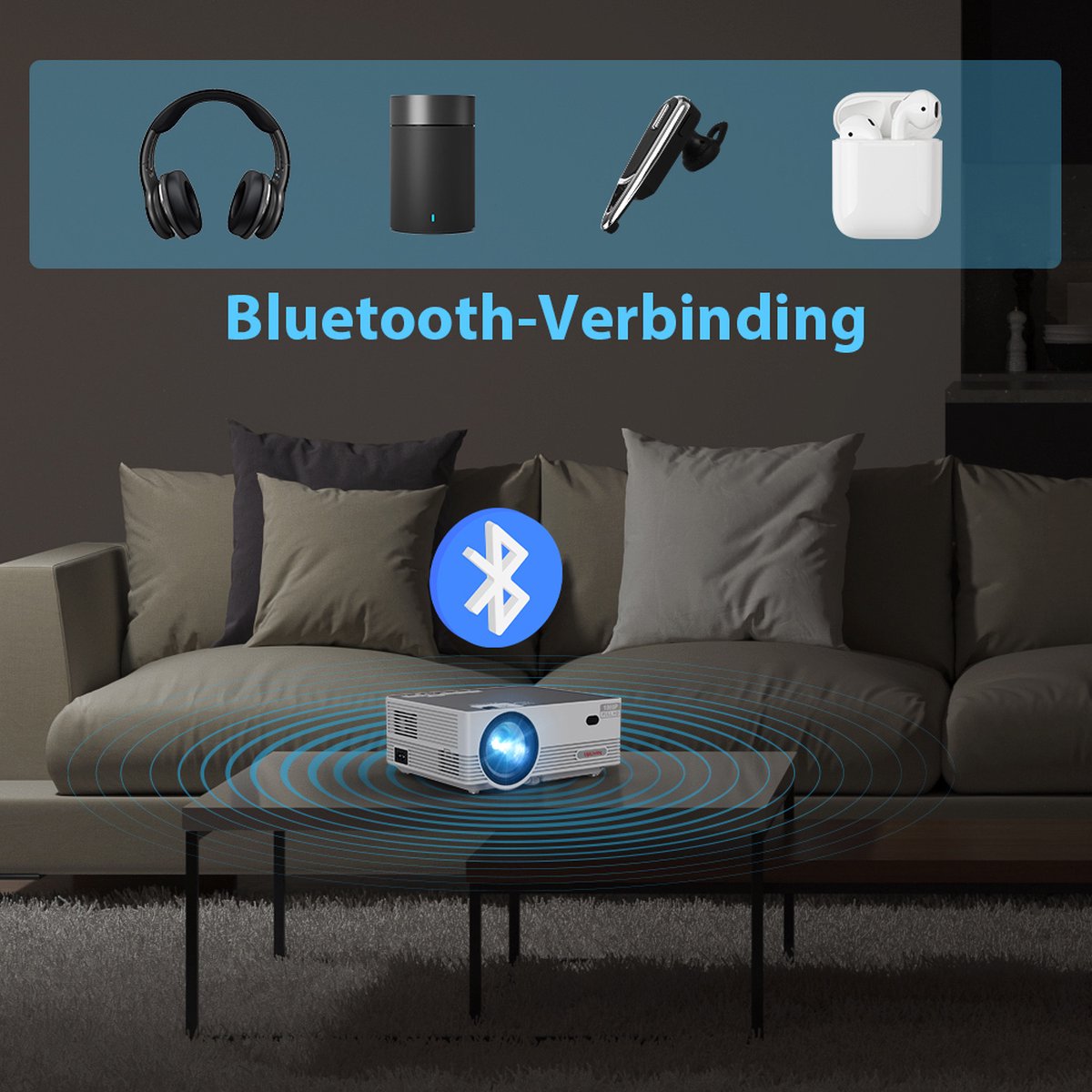 UpLiving LCD Mini Beamer Full HD met Projectiescherm en Beugel