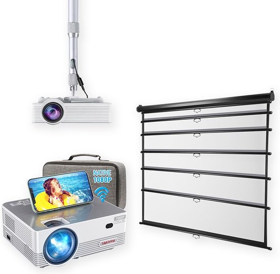 UpLiving LCD Mini Beamer Full HD met Projectiescherm en Beugel