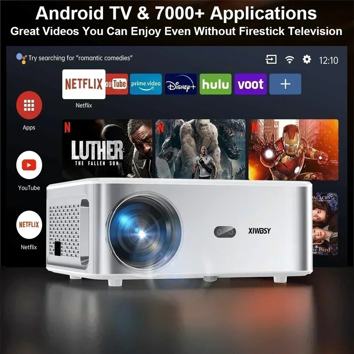 VirtuQuality Android 4K Beamer Wifi 6 Bluetooth 5.1