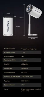 Visioware Mini Beamer 720p HD Projector WiFi 6 Bluetooth 5.0