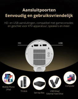 Visioware Mini Beamer 720p HD Projector WiFi 6 Bluetooth 5.0