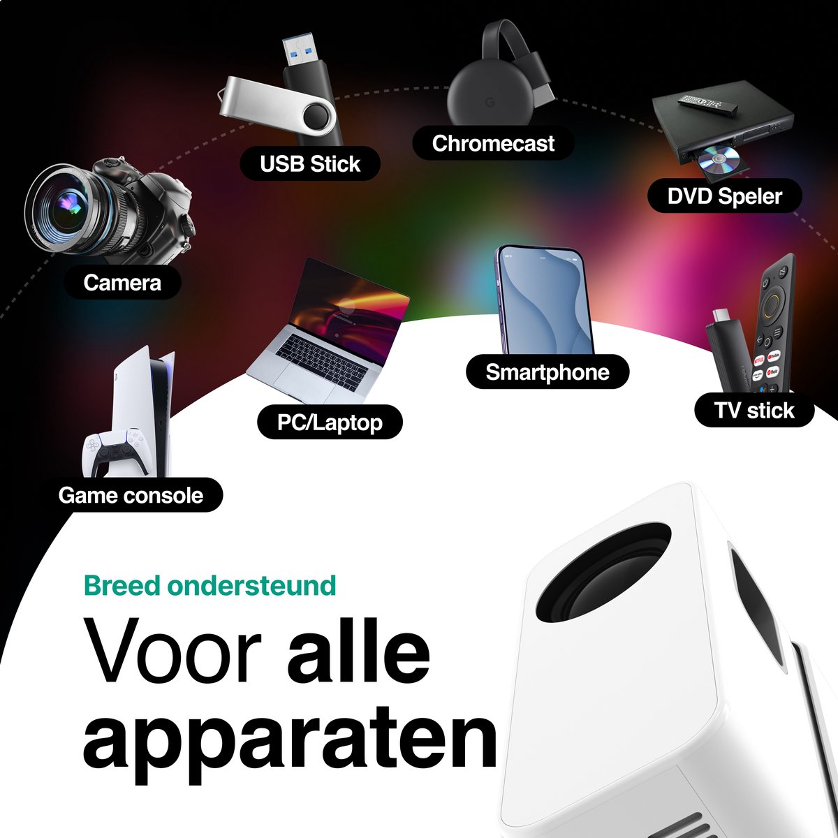 Vivid Green Beamer 10000 Lumen 1080P Wifi Smart Mini
