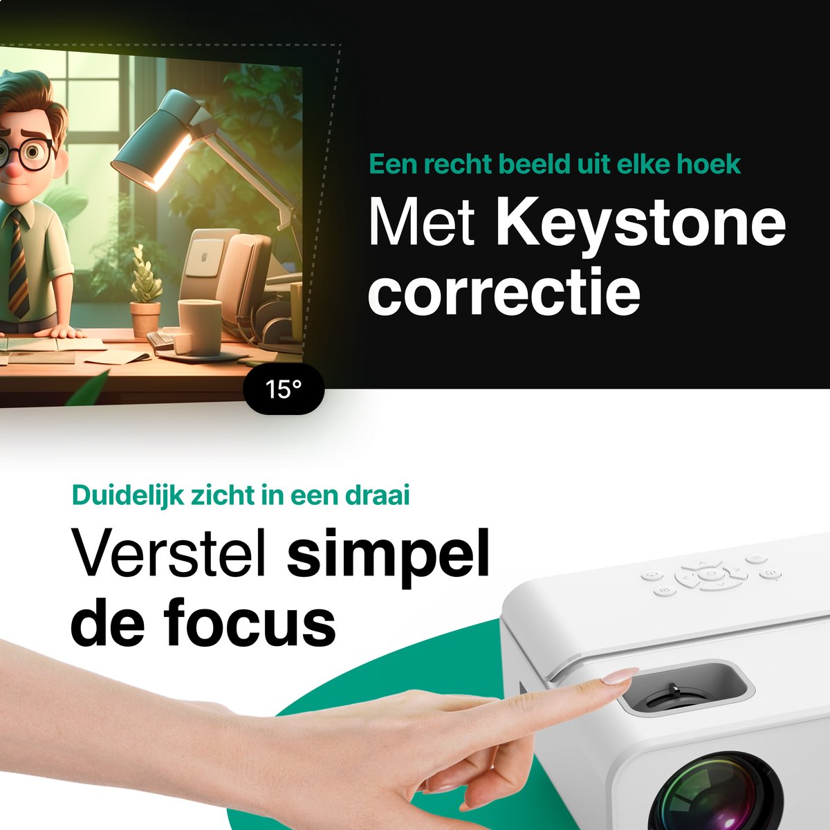 Vivid Green Beamer 10000 Lumen 1080P Wifi Smart Mini
