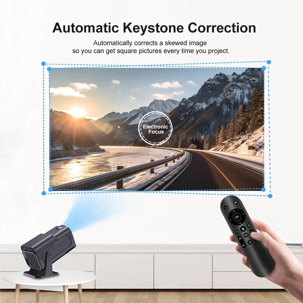 Whoopr Mini Projector 4K Ultra HD Zwart
