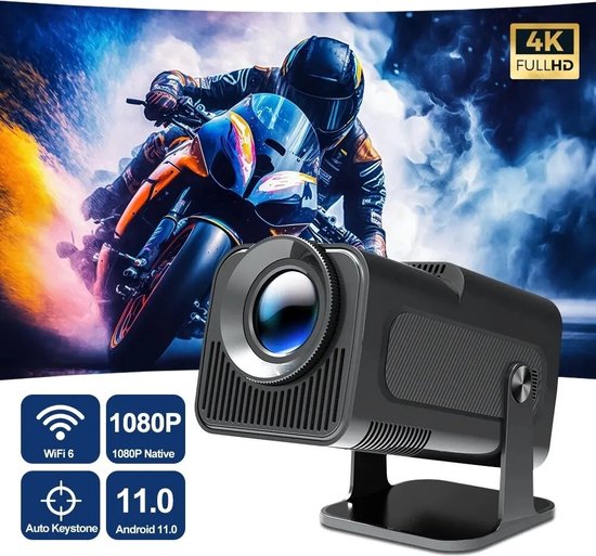 Whoopr Mini Projector 4K Ultra HD Zwart