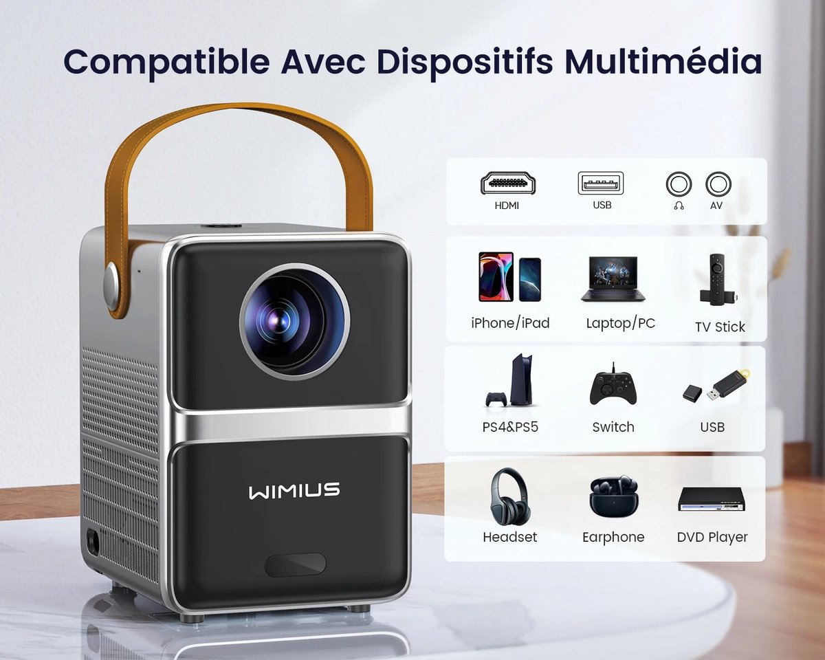 Wimius P61 Draagbare Full HD Theaterprojector 8000 Lumen