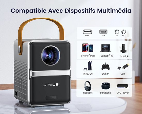 Wimius P61 Draagbare Full HD Theaterprojector 8000 Lumen