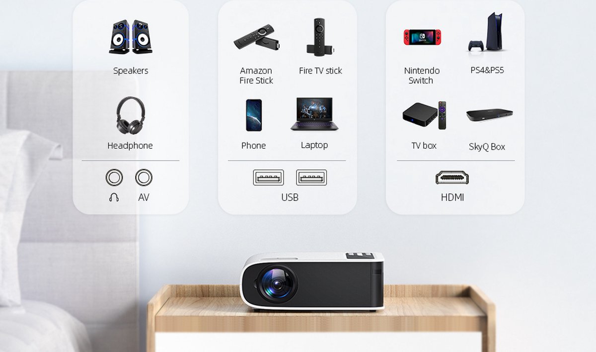 Yaber 4K Mini Beamer Wifi Bluetooth 5.0