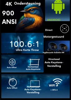 Yemtech Draagbare 1080P LCD Projector