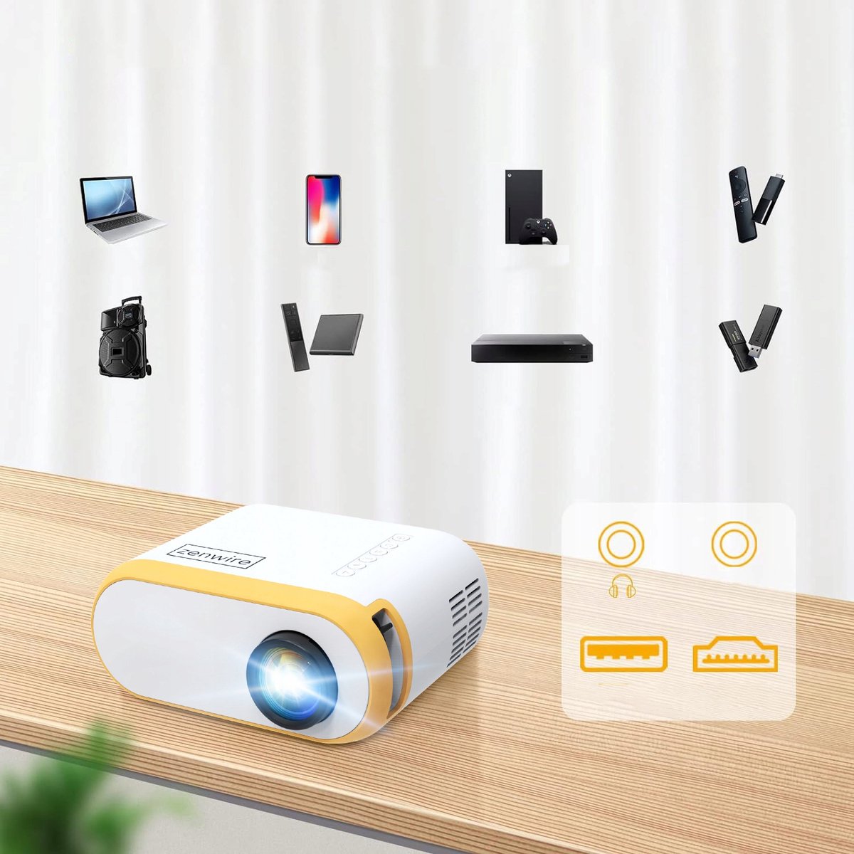 Zenwire D300 Mini Beamer Full HD 1920x1080p