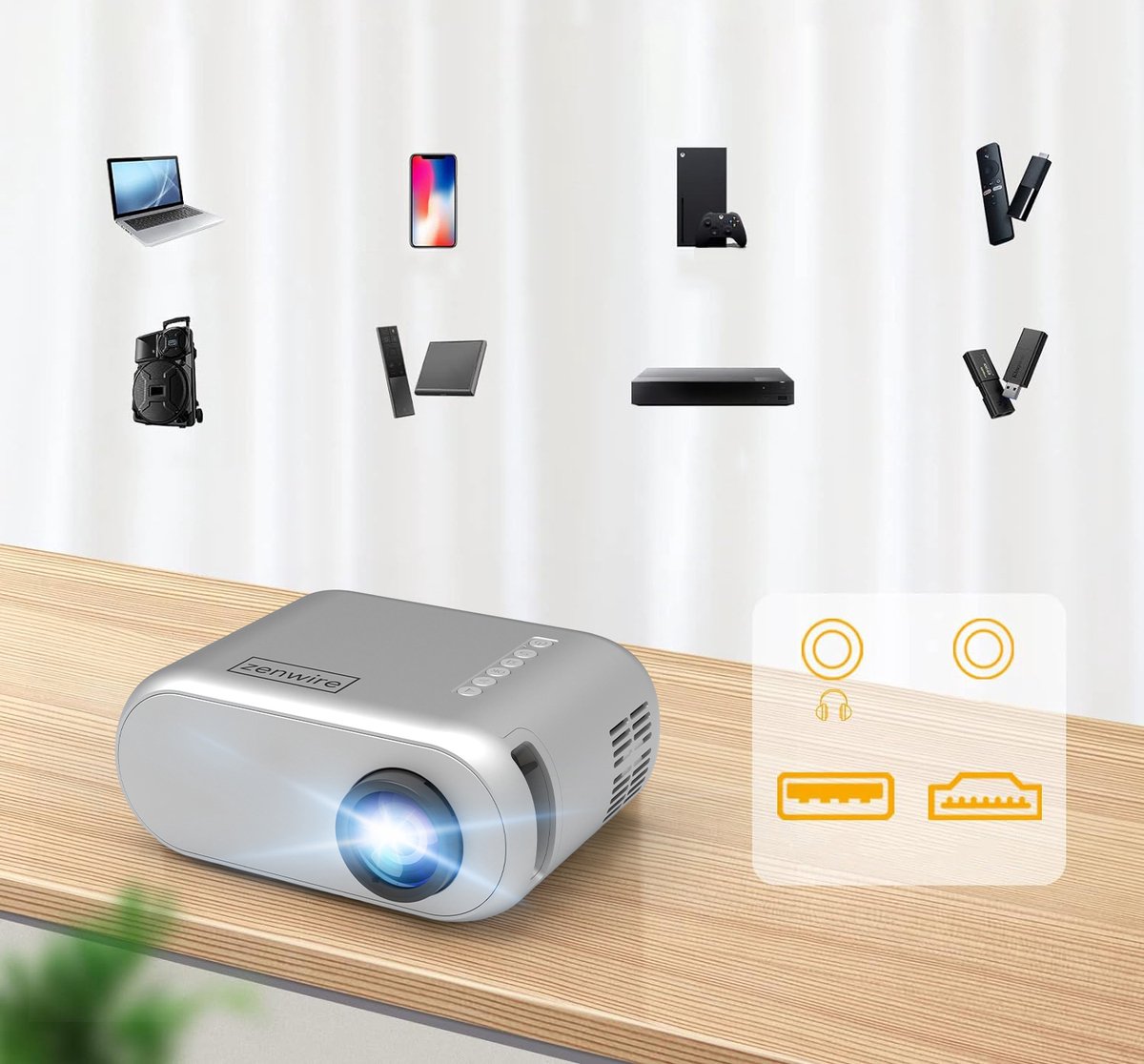 Zenwire D300S Mini Beamer Full HD 1280x720p