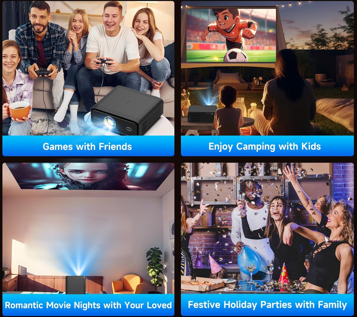 Zenwire E510H Draagbare Mini Projector met Android TV 11 Full HD 1920x1080p