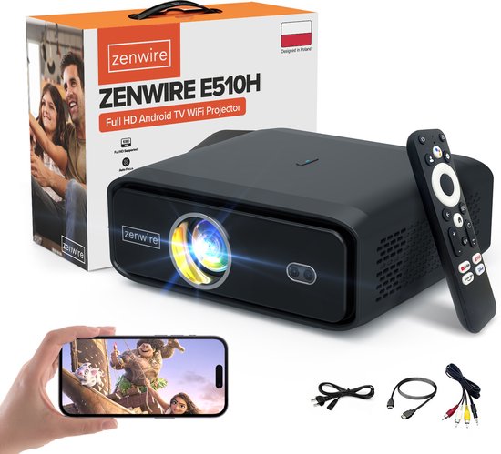 Zenwire E510H Draagbare Mini Projector met Android TV 11 Full HD 1920x1080p