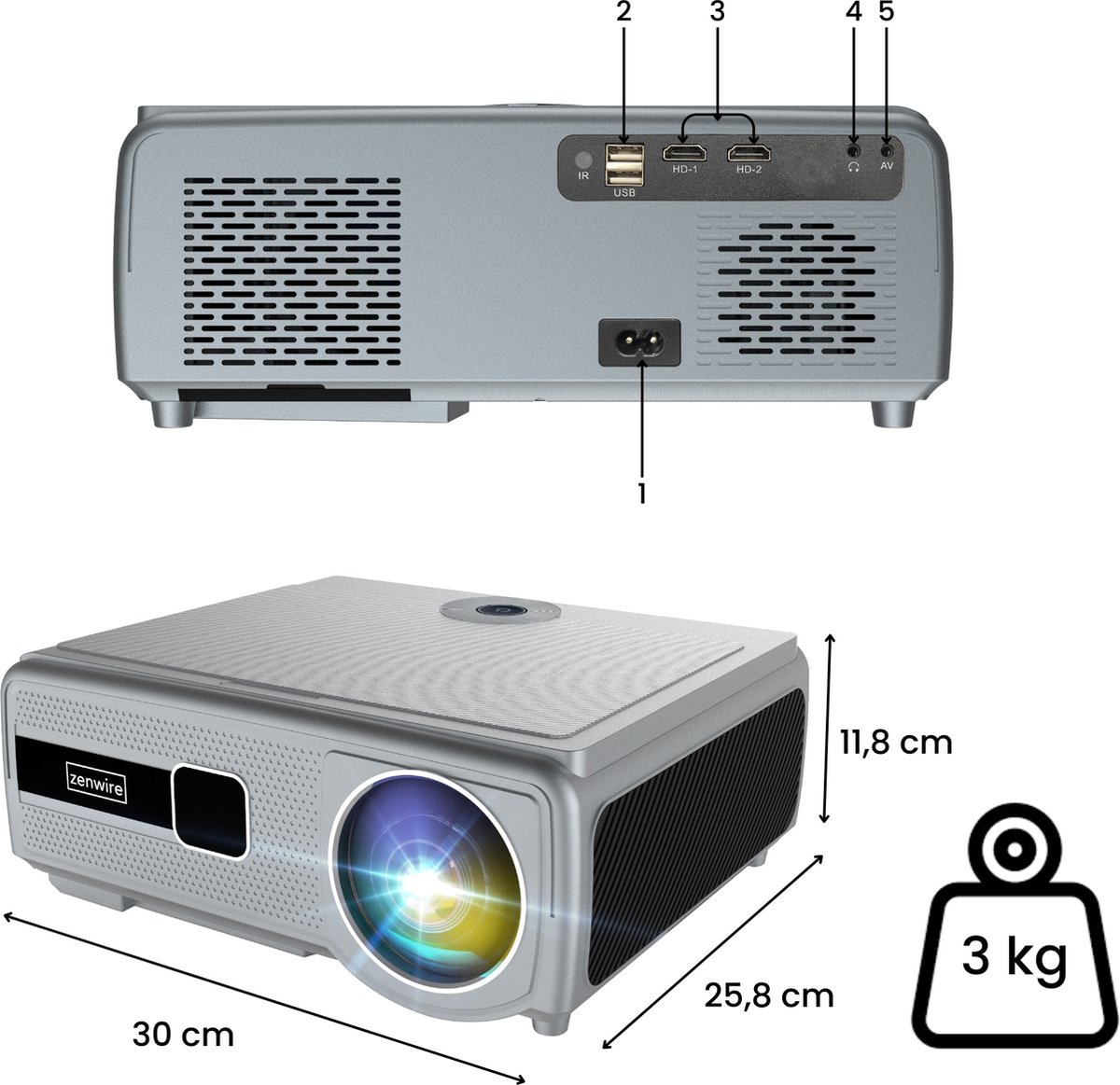 Zenwire E690H Beamer - Full HD 1080p Projector met Android TV 11