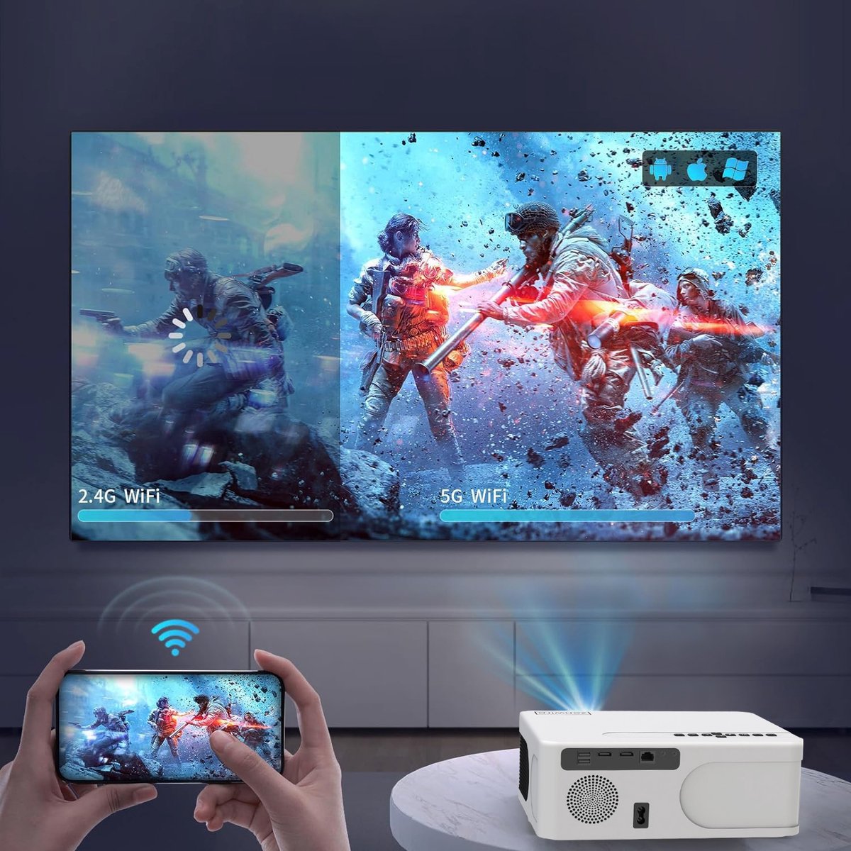 Zenwire Mini Beamer e601h WiFi Android Full HD 4K