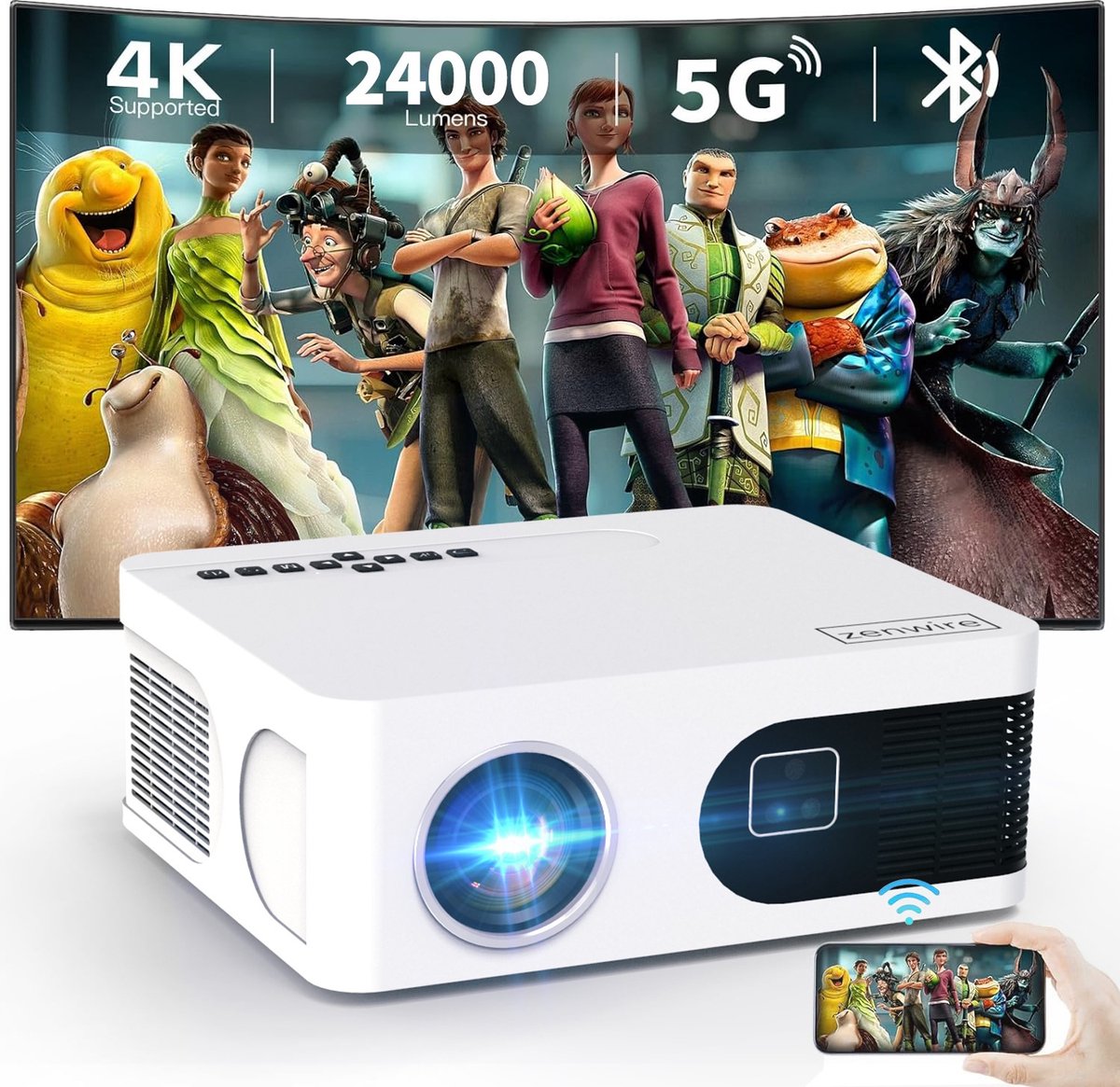Zenwire Mini Beamer e601h WiFi Android Full HD 4K