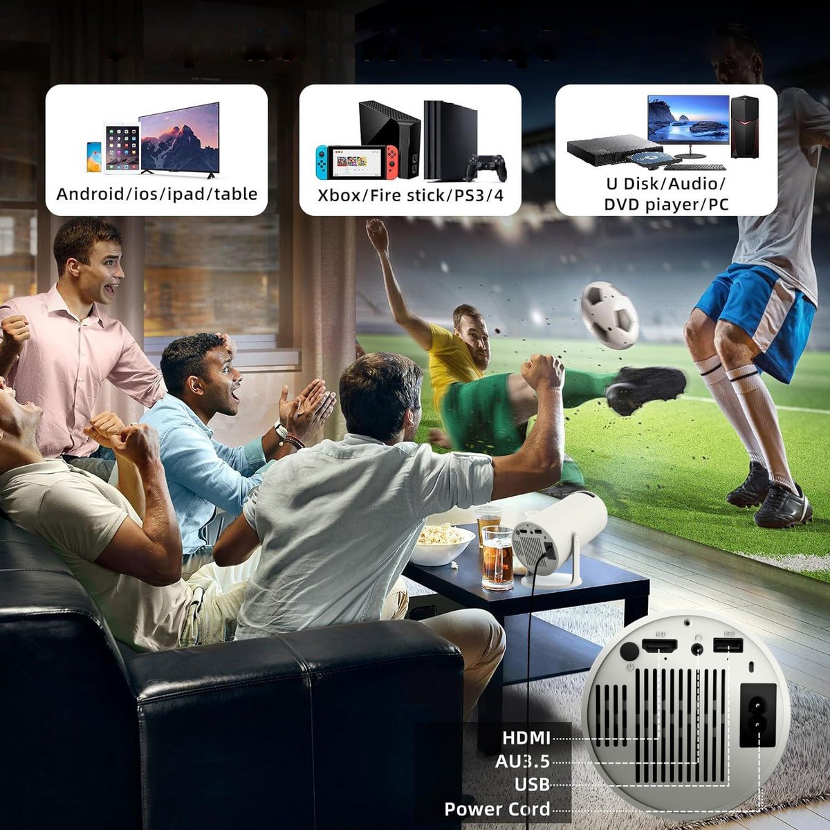Zenwire R1 Mini Projector 360 HD Full HD Android 12 WiFi Bluetooth