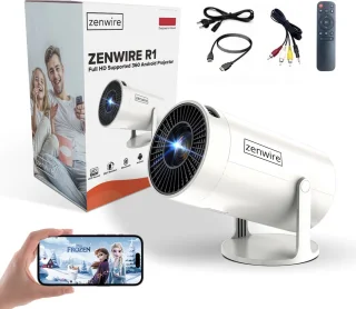 Zenwire R1 Mini Projector 360 HD Full HD Android 12 WiFi Bluetooth