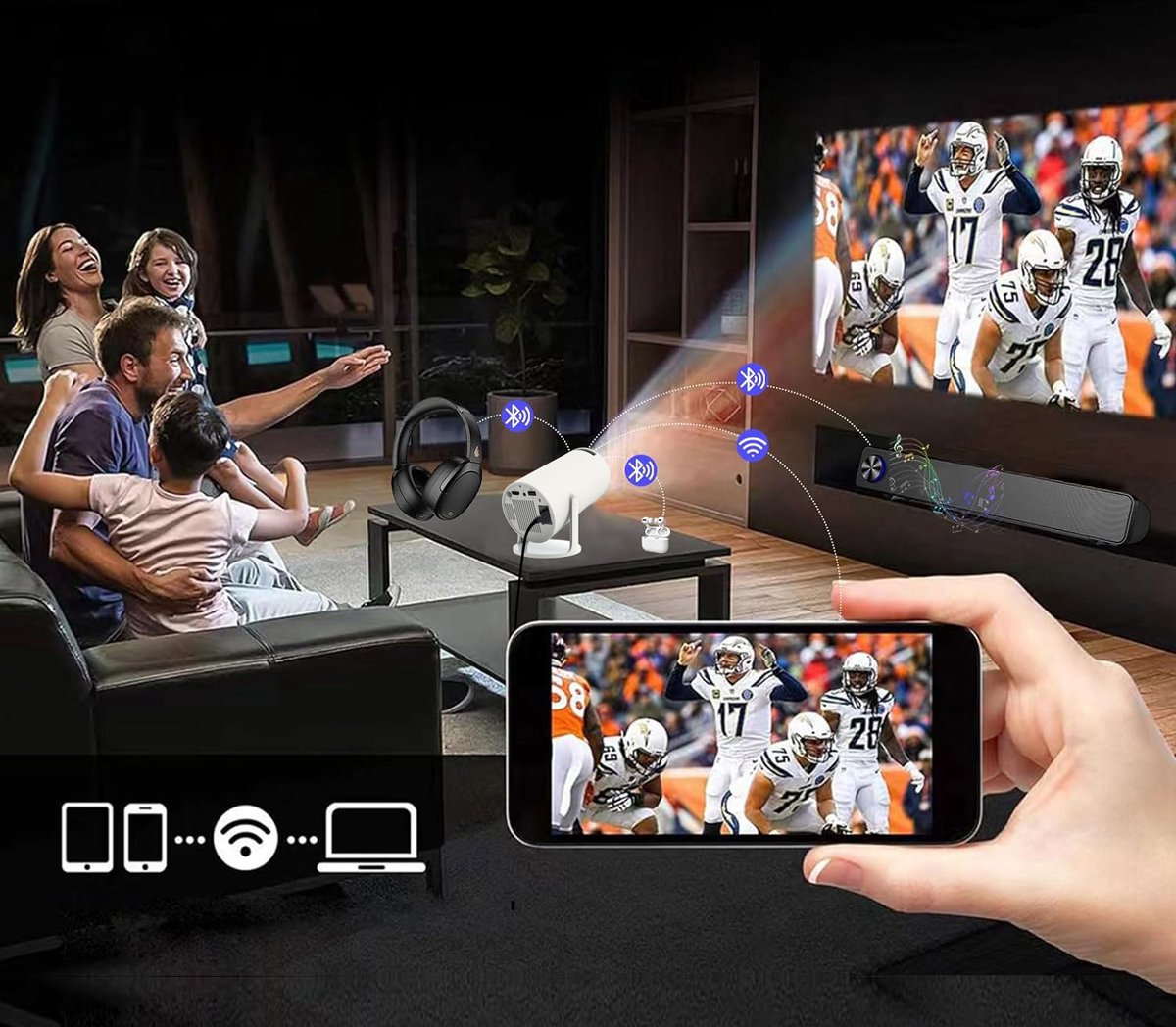 Zenwire R1 Mini Projector 360 HD Full HD Android 12 WiFi Bluetooth