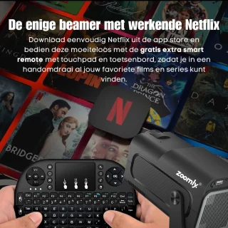 Zoomly Pro MAX Full HD 1080p Mini Beamer Zwart